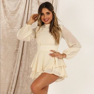 Showpo Bottom of Your Heart Playsuit Cream
